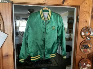Vintage Satin John Deere Jacket Swingster Size Medium W/ cigarette burn - Picture 1 of 10