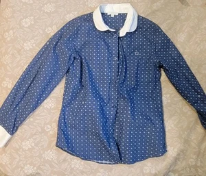 Gucci Girls Long Sleeve Button-Down Shirt Size 8 Blue With White Collar/Cuffs. - Picture 1 of 5