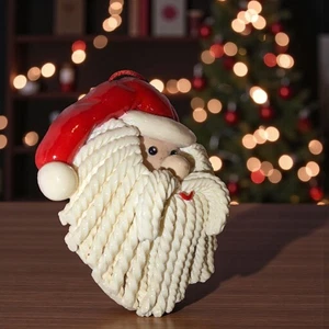 Santa Claus Christmas Ornament with Red Hat & Twisted Beard Design Lightweight - Picture 1 of 7