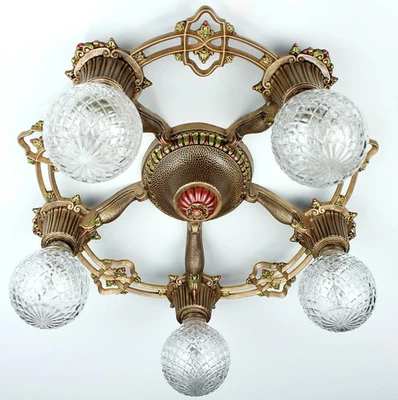 Lámpara de techo antigua RIDDLE AÑOS 30 ART DECO LÁMPARA DE ARAÑA de montaje empotrado Foto 1 de 4