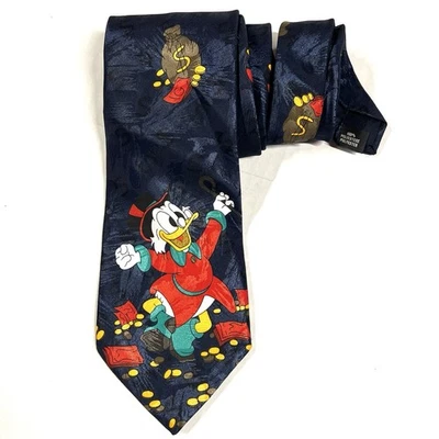 Corbata de dinero vintage Disney Mickey Unlimited Scrooge McDuck años 90 DuckTales vacaciones Foto 1 de 4