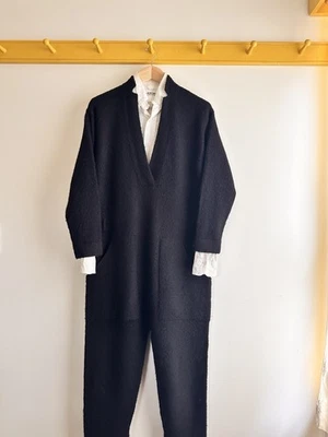 LAUREN MANOOGIAN black Utility Jumpsuit M boiled wool alpaca blend $650 peru - Image 1 of 4