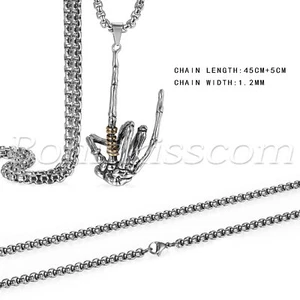 Men Punk Rock Stainless Steel Hand Gesture Pendant Necklace Chain Rapper Jewelry - Picture 1 of 7