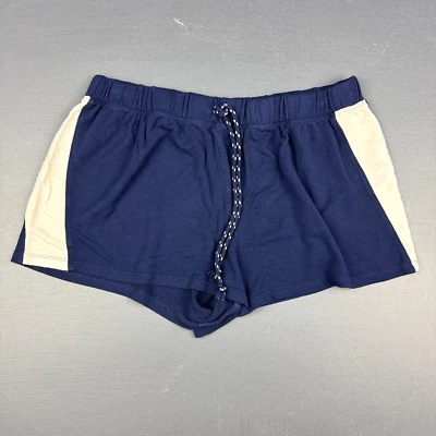 Espléndidos Pantalones Cortos Para Mujer Pequeños Azul Marino Cordón Atlético Gimnasio Salón Informal Foto 1 de 4
