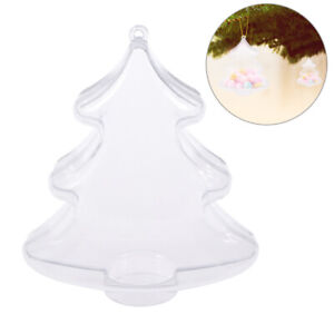 Clear Transparent Xmas Christamas Tree Shape Pendant Candy Fillable Box Party