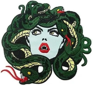 Medusa Patch (5") Iron-On Badge Horror Greek Myth Olympus Monster Snakes Head - Picture 1 of 4
