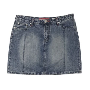 Vintage Union Bay Denim Mini Skirt Juniors 11 Low Rise Blue Jean Grunge 90s Y2K - Picture 1 of 11