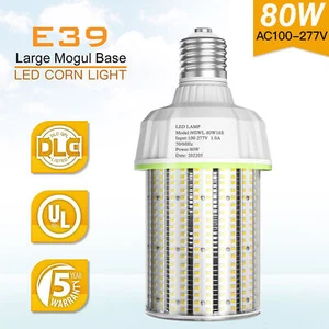 80W LED Corn Light Bulb E39 Warehouse Workshop High Bay Light 5000K 12,000Lumens - Picture 1 of 12