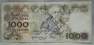 PORTUGAL 1000 ESCUDOS BANKNOTE 26.07.1990 P 181g VF - Picture 1 of 2