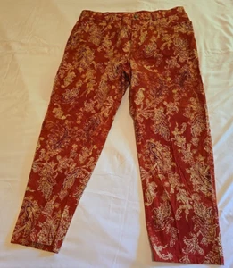 Ralph Lauren  Red Tan Paisley Stretch Pants 26" Inseam Size 16 - Picture 1 of 8