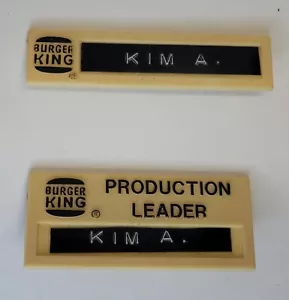 Vintage Lot 2 80s 90s Burger King Employee Name Tag Badge ID “KIM A” Fast Food - Picture 1 of 7