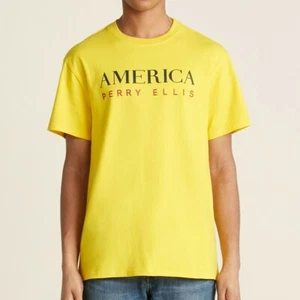 MAGLIETTA GIROCOLLO GIALLA DA UOMO NUOVA CON ETICHETTE PERRY ELLIS PREZZO AL DETTAGLIO CONSIGLIATO $47,99 DANDELION AMERICA - Foto 1 di 2