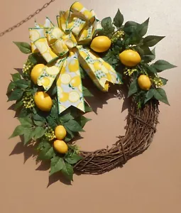 15" Lemon Summer Spring Grapevine door Wreath Handmade - Picture 1 of 4