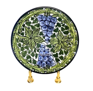 LE SOUK CERAMIQUE Purple Grapes & Leaves Hand Painted Plate 7” - Tunisia - Picture 1 of 4