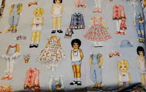 Papier Mädchen Puppen Stoff von Patty Reed blau 44""w 1 yd 27"" 2004 vorgewaschen - Bild 1 von 5