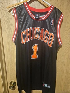 Camiseta Derrick Rose #1 Negra Chicago Bulls NBA Para Hombre Talla 54 Adidas Cosida - Imagen 1 de 8