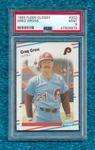 Fleer Glossy #302 Greg Gross 1988 PSA 9 como nuevo Pop 1 solo 2 Phillies superiores - Imagen 1 de 1