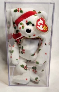 TY 1998 HOLIDAY TEDDY THE BEAR BEANIE BABY con caja de exhibición y protector de etiqueta - Imagen 1 de 10