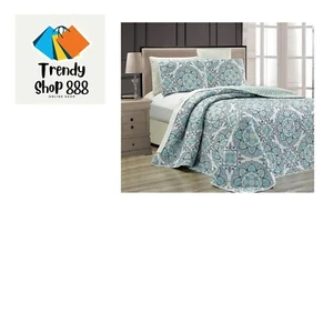 King/California King 3pc Reversible Oversized Bedspread Set Medallion Print N... - Picture 1 of 2