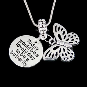~Beautiful Day Butterfly Mother Daughter Memorial 40th 50th 60 Birthday Necklace - Picture 1 of 8