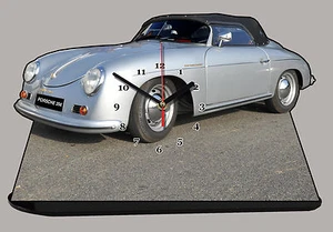 VEHICULE DE SPORT PORSCHE 356-04 EN HORLOGE MINIATURE SUR SOCLE - Foto 1 di 1