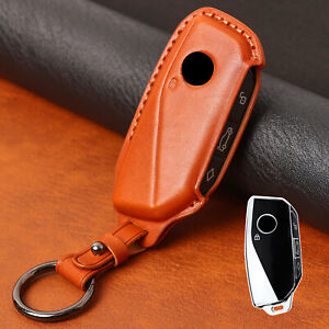 Genuine Leather Key Chain Fob Cover Case Shell For Bmw Ix I5 X7 X5 7 Series 2024