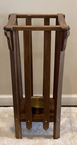 Arts And Crafts Mission Stickley Style Umbrella Stand Cane Holder 28” Tall VTG Cover