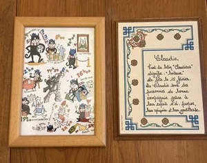 Claudia französische Namensbedeutung Plakette und gerahmte französische Postkarte Katzen in Paris - Bild 1 von 14