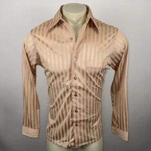 Vintage 70s Nylon Shirt Disco Club Queens Way Saturday Night Fever Mens Medium - Picture 1 of 15