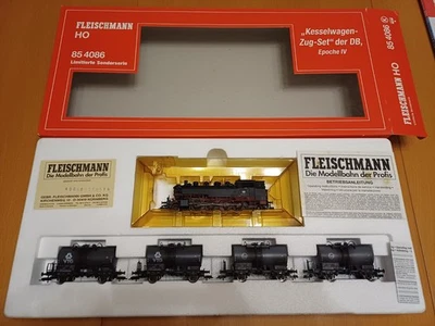 Fleischmann 84 4086 K H0 Kesselwagen-Zug-Set der DB Ep. IV DC DSS NEM TOP in OVP - Bild 1 von 4