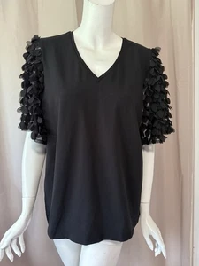 Chico's Baumwolle schwarz Kurzarm T-Shirt Top Größe 2 - Bild 1 von 7