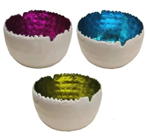 Dekoschale Keramik Teelichthalter mit Metallic Innenseite DM 8cm x Höhe 5cm - Picture 1 of 4