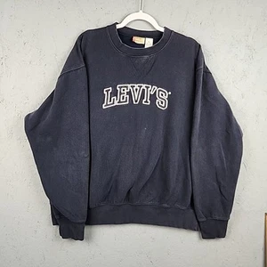 Vintage Levis Sweatshirt Mens XL Blue Embroidered Logo Heavy Thick Red Tab - Picture 1 of 10