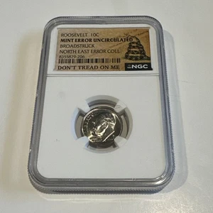 2005 Roosevelt Dime Mint Error Uncirculated Broadstruck North East Error - NGC - Picture 1 of 2