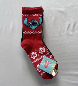 Calze Disney Donna Lilo & Stitch Christmas Crew Cinque 5 Paia/Confezione Nuove con Etichetta - Foto 1 di 9