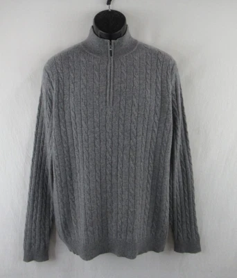 Suéter Pullover Harrison Davis 100% 2 Capas Gris Cachemira Tejido con Cable L #CK466 Foto 1 de 4