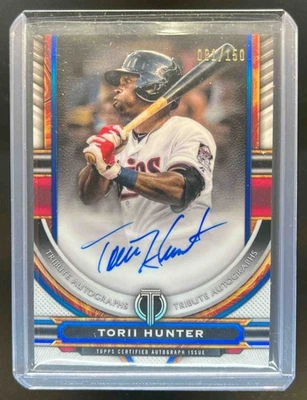 Topps Tribute Torii Hunter 2023 automático azul #81/150 gemelos Foto 1 de 2