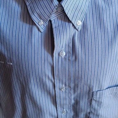 Camisa de Trabajo Vintage Años 80 Para Hombre Union XL 17.5-32 Hecha en Estados Unidos Rayas Oxford Foto 1 de 4