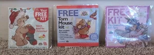 Set Of 3 Asst Cross Stitch Kits- 2 Mice, 1 Fairy - NEW- Complete - Picture 1 of 5