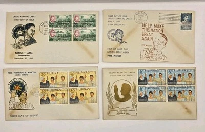 Filipinas 10º Presidente Ferdinand Marcos Primer Día Cubierta.Lote de 4.Sin usar. Foto 1 de 4