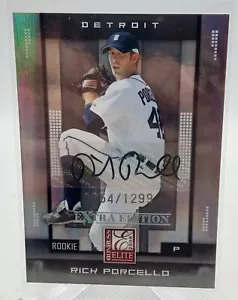 Donruss Elite 2008 edición extra #156 Rick Porcello #/1299 novato automático - Imagen 1 de 2