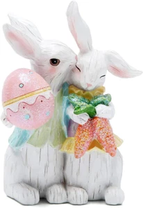 Easter Bunny Couple Decorations Spring Decors Figurines Tabletopper Decorations  - Picture 1 of 12