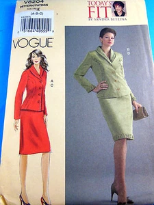 Uncut FFold Vogue Todays Fit Sandra Betzina Suit Jacket Skirt 8204 size 8 10 12  - Picture 1 of 3