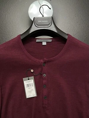 John Varvatos Collection Luxury Mens Henley - Dark Plum - $188 NWT - Image 1 of 4