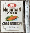 Vintage Mountain Corn Whiskey 90 Proof Ben Arnold Co. Bottle Label