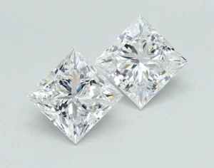 Tranding 1.01 Cts PRINCESS Cut PAIR Lab Grown CVD Diamond E Color VS1 Clarity - Picture 1 of 11