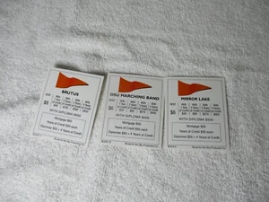 BUCKOPOLY GAME PARTS PROPERTY CARDS MIRROR LAKE BRUTUS OSU MARCHING BAND - Picture 1 of 2