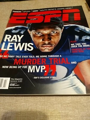 ESPN the Magazine Ray Lewis Ravens MVP January 8 2001 Football Spurs Sakic - Image 1 of 2