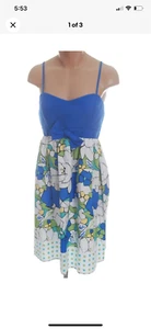 New XOXO Blue Cotton Padded Bust Sundress Party Casual Dress Juniors Size 11   - Picture 1 of 3