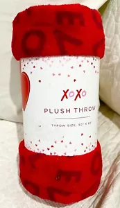 Valentines Day XOXO Plush Throw Pink 50 in x 60 in 100% Polyester - Picture 1 of 4